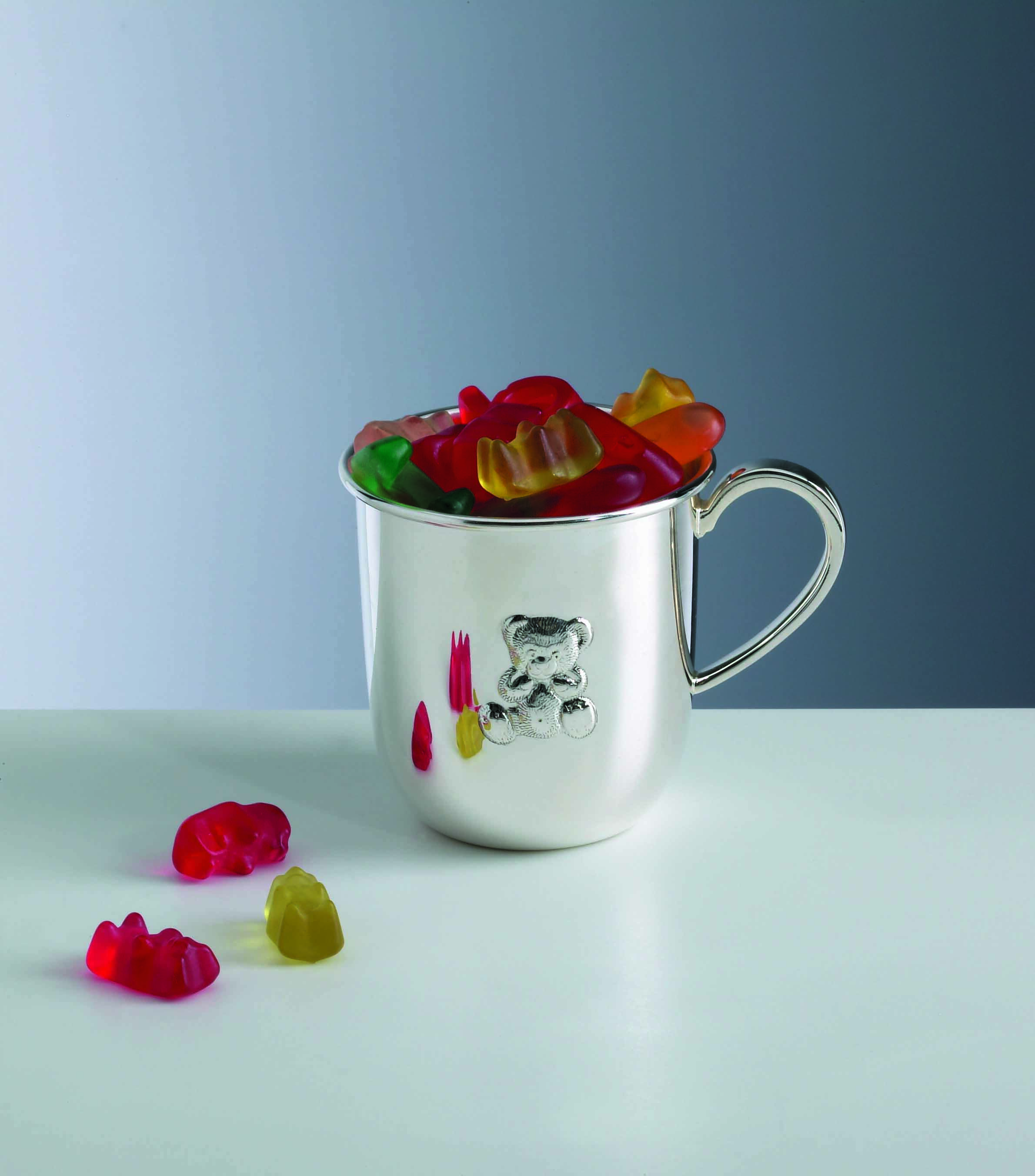 Silver cup for children - teddy bear