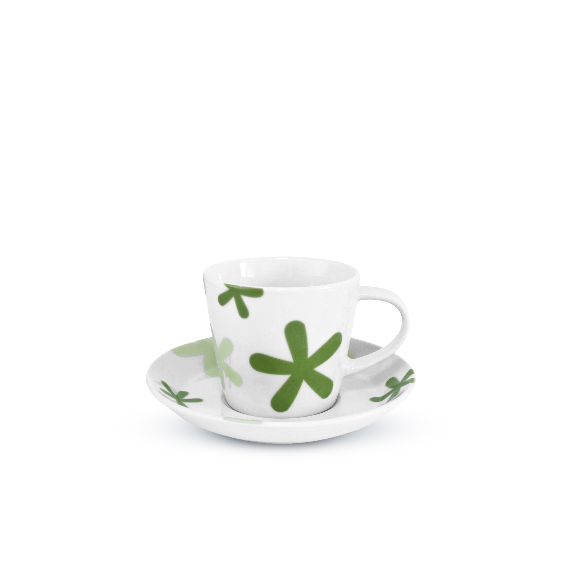 Šálka s podšálkou 200 ml, Floweret GREEN