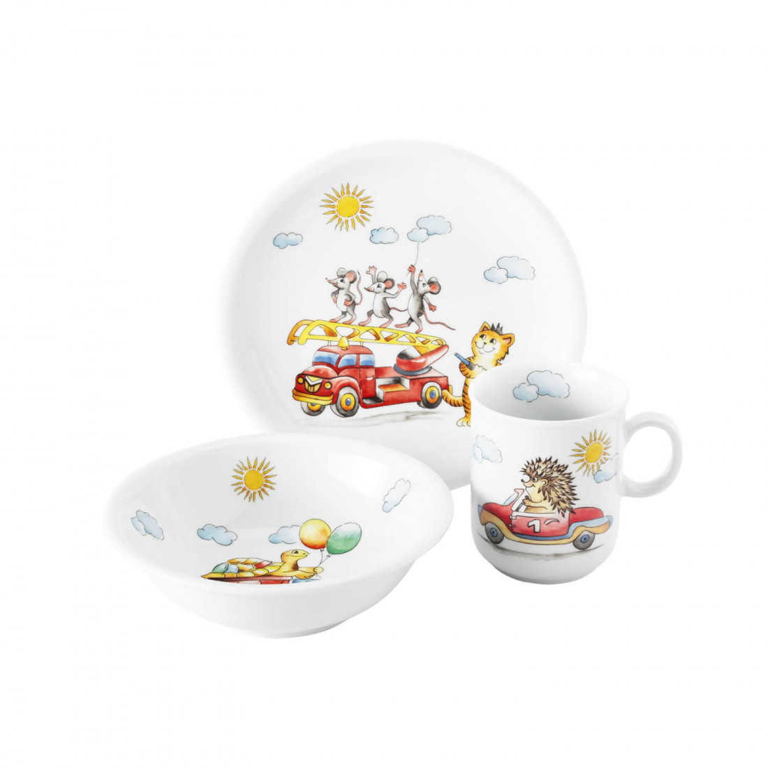 Detský porcelán 3 DIELNA SADA - svižné zvieratká 