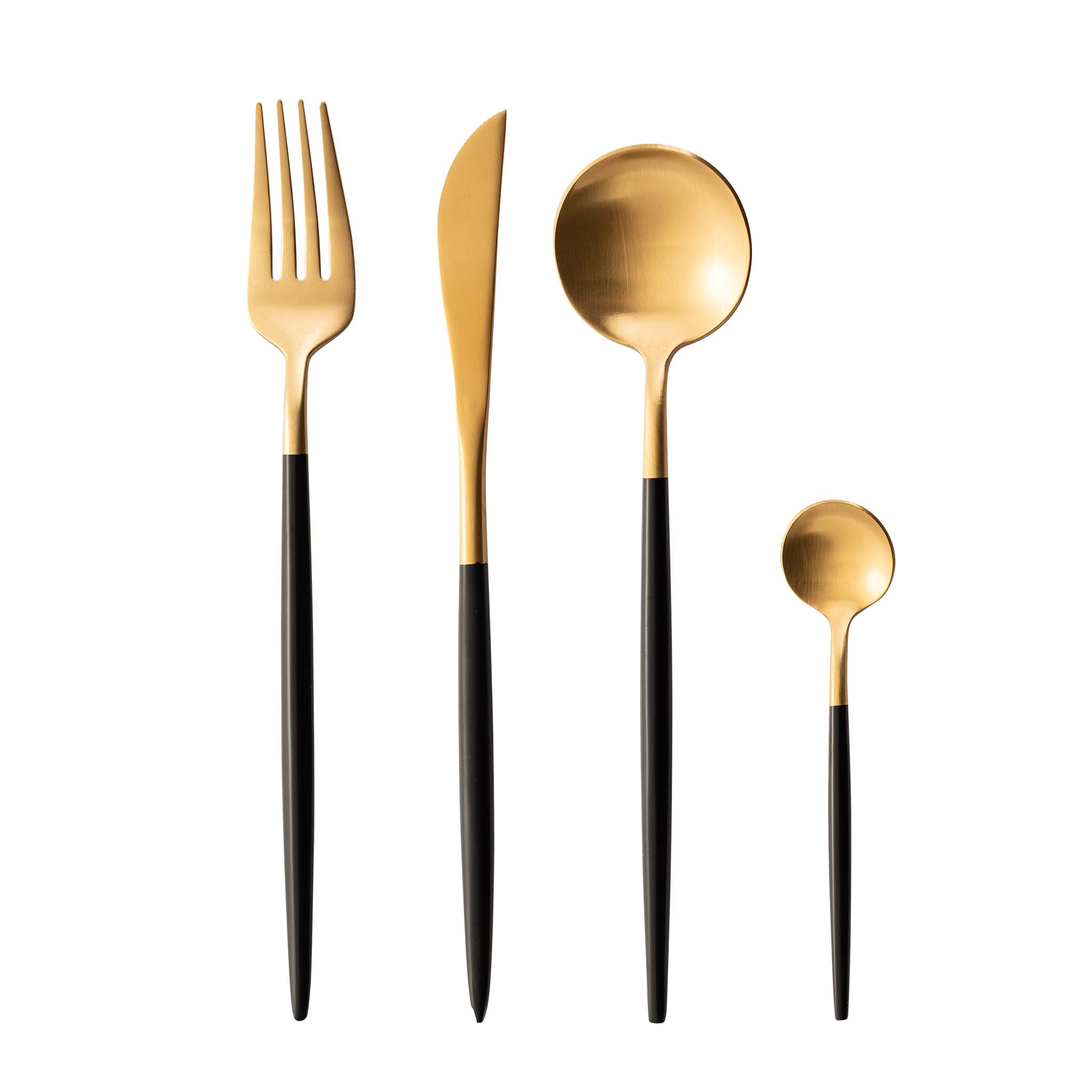 Súprava príborov 4 dielna čierno zlatá 