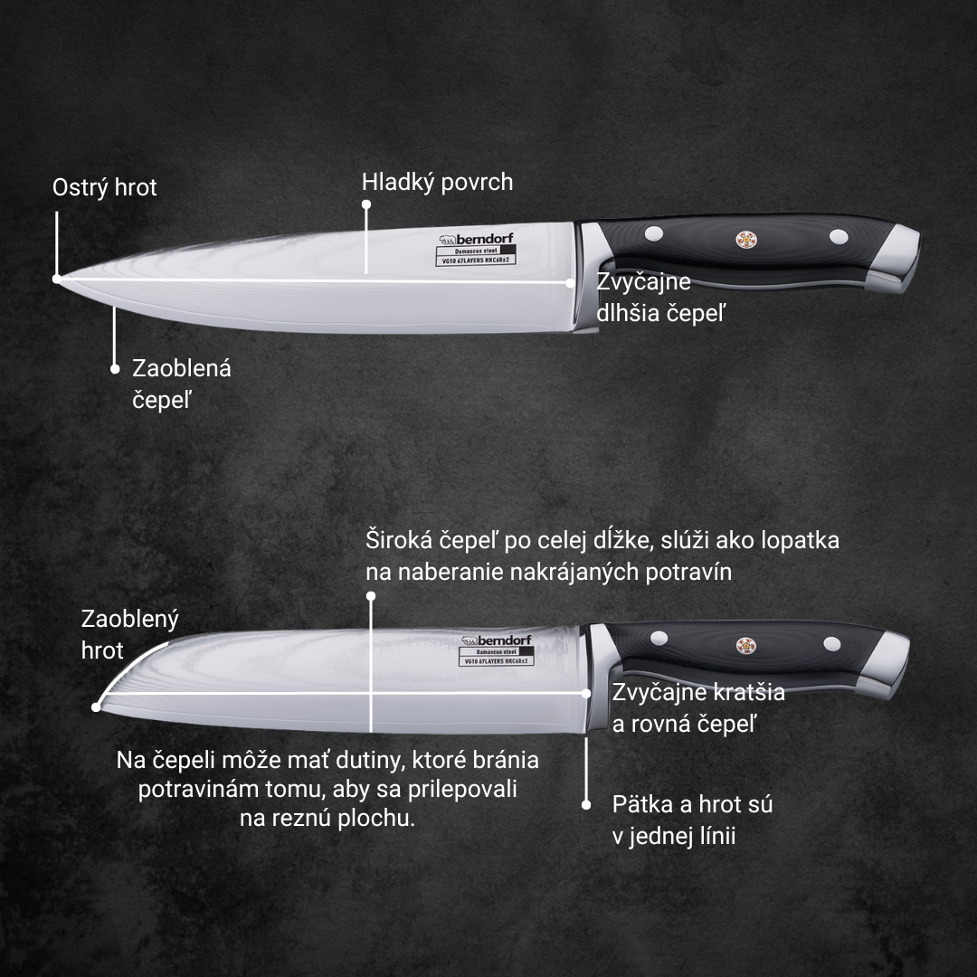 Rozdiely medzi univerzálnym nožom šéfkuchára a&nbsp;nožom Santoku